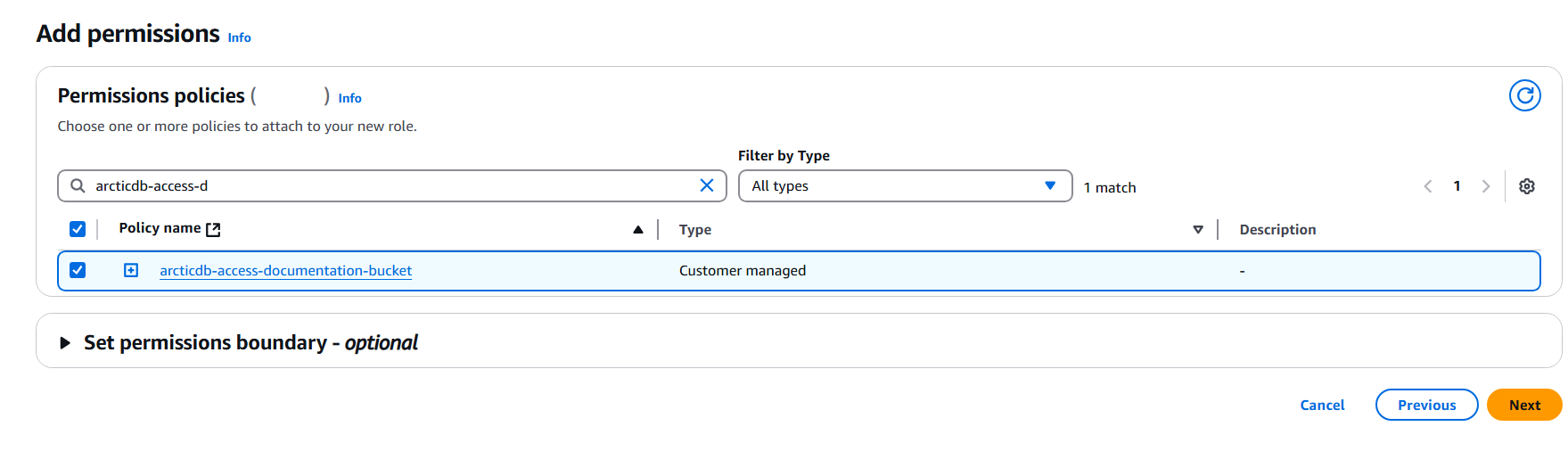 Create Role Screen 2